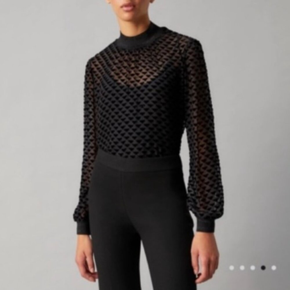 *NWT* Chic Tory Burch Sheer Velvet Burnout Blouse W/Triangle Geo Design Size 6